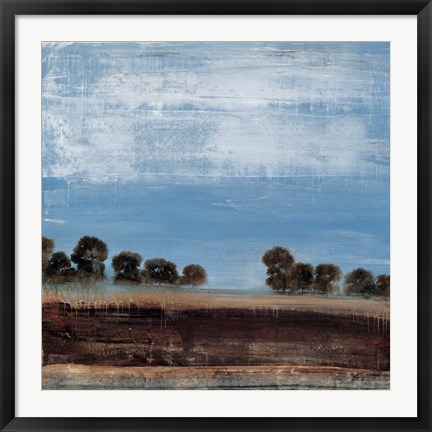 Framed Blue Tree Line Print