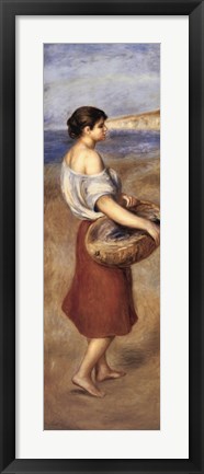 Framed Girl with a Basket of Fish Print