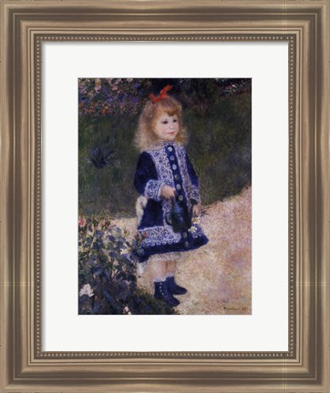 Framed Girl with a Watering Can Print