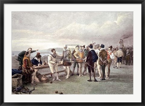 Framed Bowles At Plymouth Hoe Pm Print