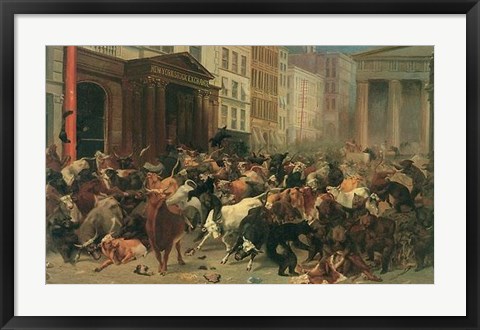 Framed Bulls And Bears In The Market Print