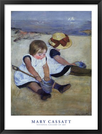 Framed Children Playing on the Beach Print