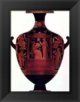 Framed Greek Vase with Six Figures Print