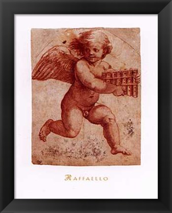 Framed Angelo Con Flauto Print