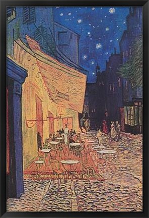 Framed Cafe Terrace on the Place du Forum, Arles, at Night, c.1888 Print