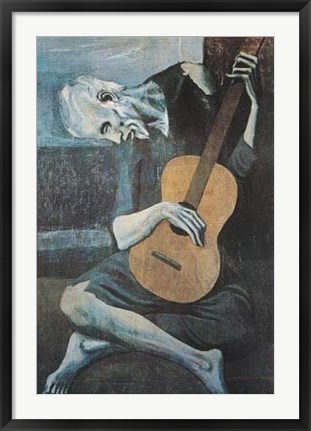 Framed Old Guitarist Print