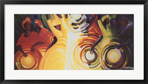 Framed Tambourines, Talking Drums and Smoke Sig Print