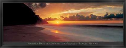 Framed Sunset On Kalalau Beach, Hawaii Print