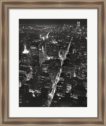 Framed Night View of Lower Manhattan Print