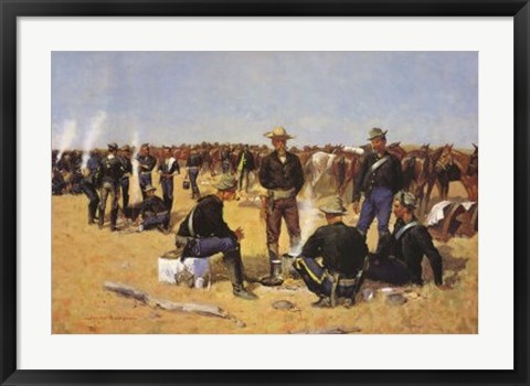 Framed Cavalryman&#39;s Breakfast On The Plains Print