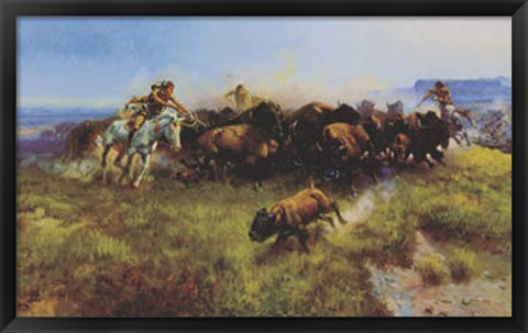 Framed Buffalo Hunt Print