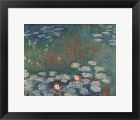 Framed Water Lilies (dark) Print