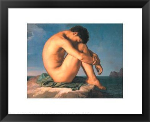 Framed Jeune Homme Nu Assis Au Boro De La Mer Print