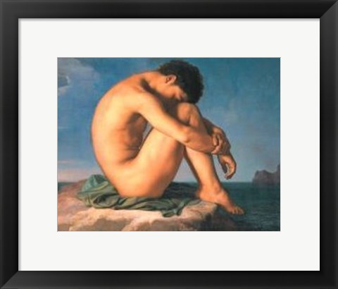 Framed Jeune Homme Nu Assis Au Boro De La Mer Print