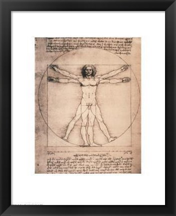 Framed Vitruvian Man, 1492 Print