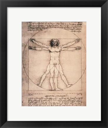 Framed Vitruvian Man, 1492 Print