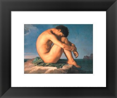 Framed Jeune Homme Nu Assis Au Boro De La Mer Print