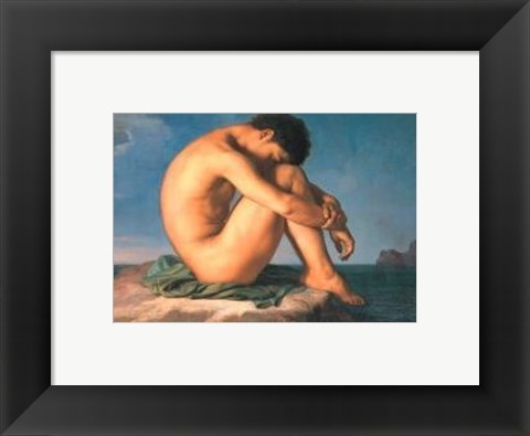 Framed Jeune Homme Nu Assis Au Boro De La Mer Print