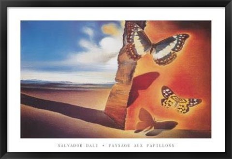 Framed Paysage Aux Papillons Print