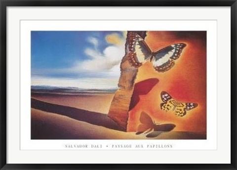 Framed Paysage Aux Papillons Print