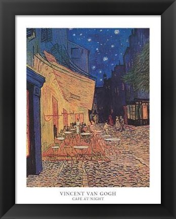 Framed Cafe Terrace on the Place du Forum, Arles, at Night, c.1888 Print