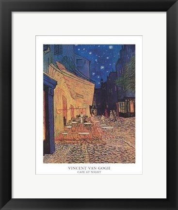 Framed Cafe Terrace on the Place du Forum, Arles, at Night, c.1888 Print