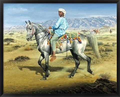 Framed Omani Boy on his Arab Stallion (Le) Print