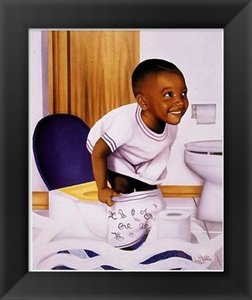 Framed Boy Potty Kid Print