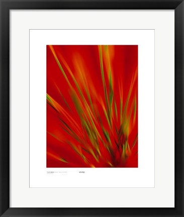 Framed Flexi Grass, Bright Green On Red Print