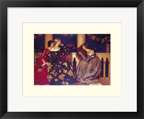 Framed Venetian Ladies Listening Print