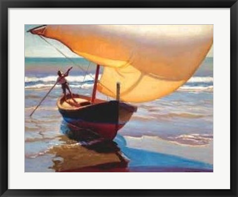 Framed Fishing Boat, Spain Print