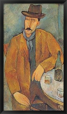 Framed Man With A Wine Glass Print