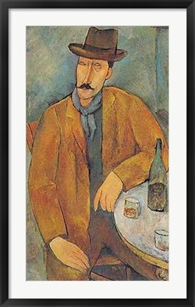 Framed Man With A Wine Glass Print