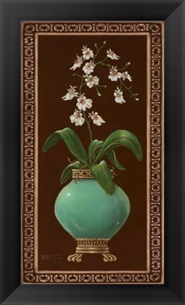 Framed Ginger Jar With Orchids I Print