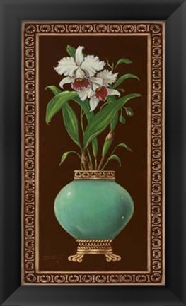 Framed Ginger Jar With Orchids II Print