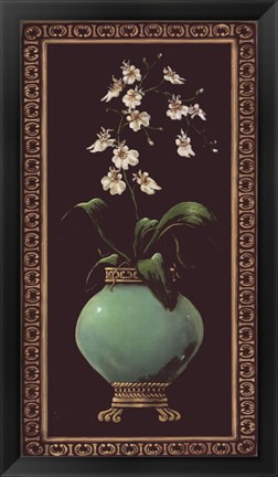 Framed Ginger Jar With Orchids I Print