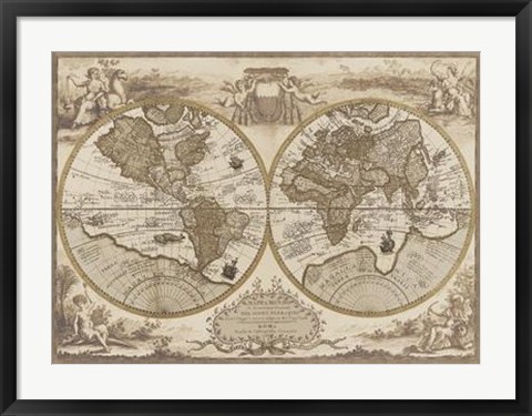 Framed Mappa Del Globo Terraqueo Print