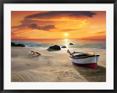 Framed Spiaggia Al Tramonto Print