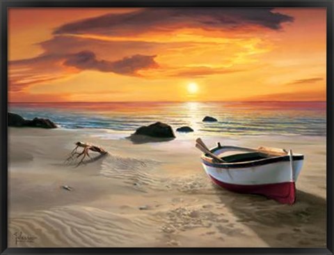 Framed Spiaggia Al Tramonto Print