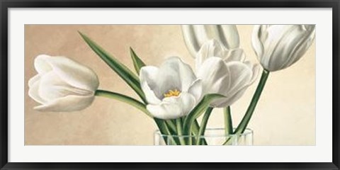 Framed Vaso Con Tulipani Bianchi Print