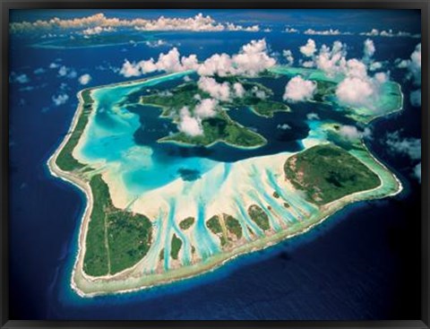 Framed Aerial View, Bora Bora, French Polynesia Print