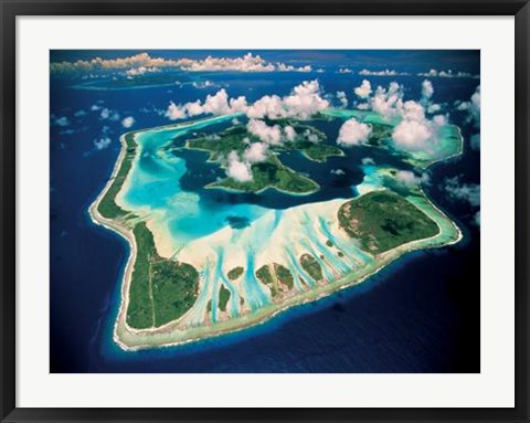 Framed Aerial View, Bora Bora, French Polynesia Print