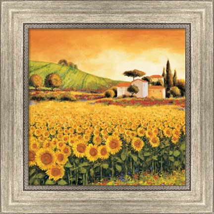 Framed Valley Of Sunflowers Print