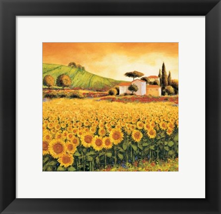 Framed Valley Of Sunflowers Print