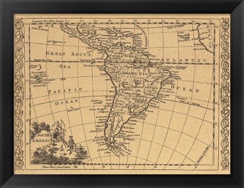 Framed South America, 1802 Print