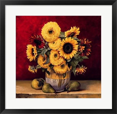 Framed Sunflowers With Pears Print