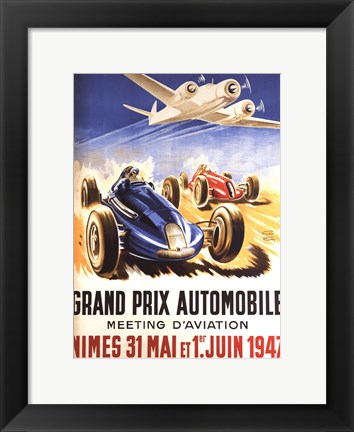 Framed Grand Prix Automobile Nimes Print