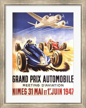 Framed Grand Prix Automobile Nimes Print