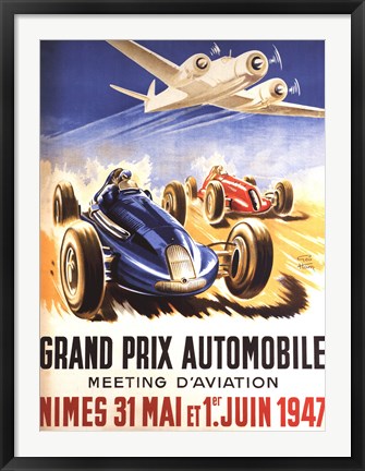 Framed Grand Prix Automobile Nimes Print