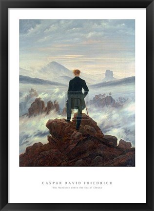 Framed Wanderer Above the Sea of Clouds Print